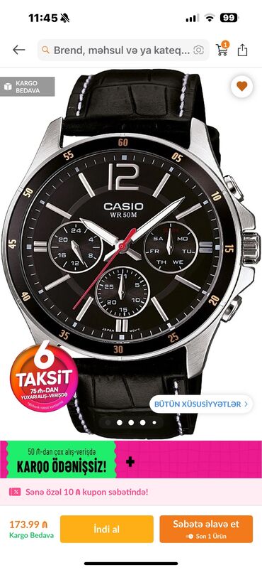 Qol saatları: İşlənmiş, Qol saatı, Casio, rəng - Qara