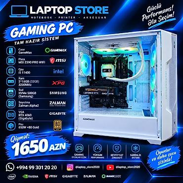 intel pentium: Gaming PC Intel i5-11400 / RTX 4060 / 32GB RAM — 1650 AZN 🎮 Güclü — 1