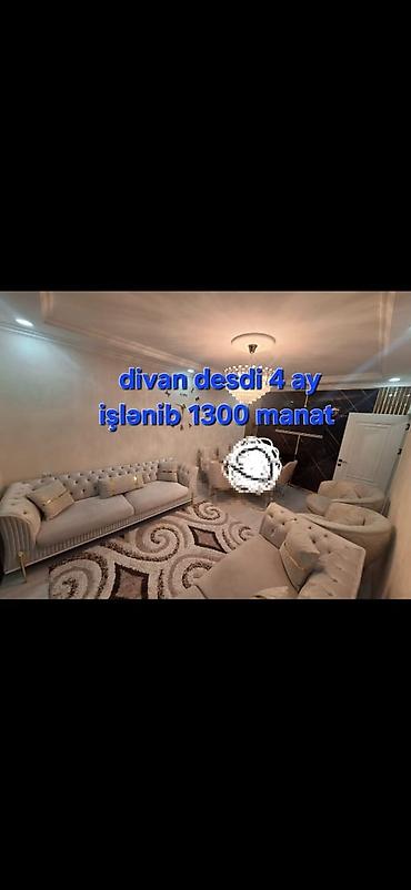 Divan dəsti - Rəng: açıq boz/krem tonlarında - Komplekt: 2 böyük