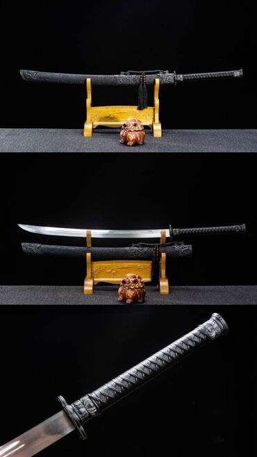 меч самурайский: Катана Черная катана-меч с уникальным дизайном Красивая катана с