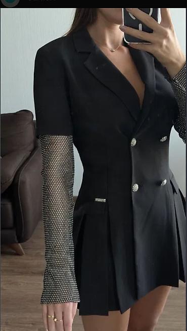 Qadın geyimləri: Qara blazer-stil mini don 240 manata alinib geyinilmeyib tecılı — 2