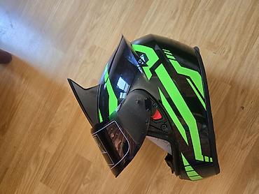 motor kaskları: Yaşıl zolaqlı110AZN+şəffaf vizor. Motosiklet kask Ünvan Yasamal — 2