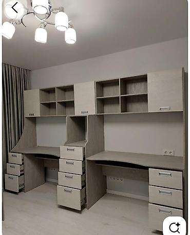 stolüstü ofis dəsti: İkili işçi masası və üst dolab dəsti - Material: laminat/MDF — 1
