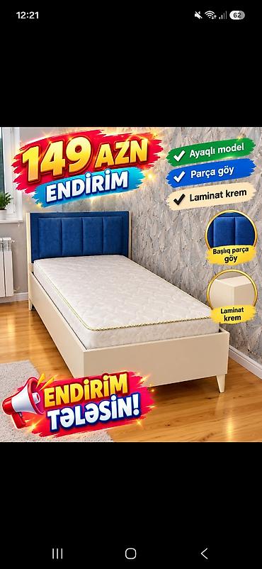 Ayaqlı tək çarpayı – endirimli təklif - Başlıq: parça göy rəngdə lalafo.az -da Ayaqlı tək çarpayı – endirimli təklif - Başlıq: parça göy rəngdə