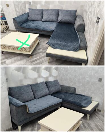 Sifarişlə masa və oturacaq dəstləri: Künc divan, İşlənmiş, Açılmayan, Bazasız