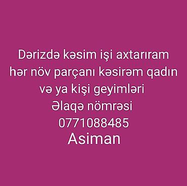 derzi isi axtariram 2020: Dərzi kəsimi xidməti - Qadın və kişi geyimləri üçün kəsim - Hər növ — 1