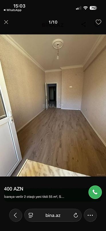 zigda kirayə evler: İcarə üçün 2 otaqlı mənzil – 55 m² • Plan: işıqlı zal, yataq otağı — 2