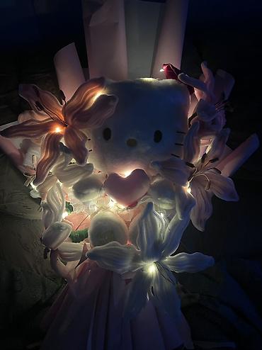 модные одежды: Авторский букет с мягкой игрушкой Hello Kitty. - Центральный элемент — 2
