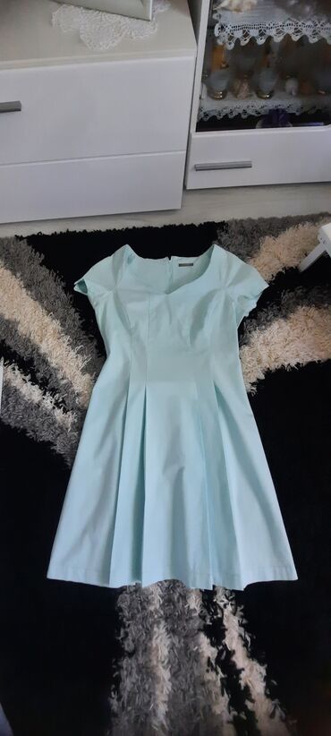 plava haljina: ORSAY haljina sa karnerima, vel M/ L, pamuk sa elastinom, lagana I