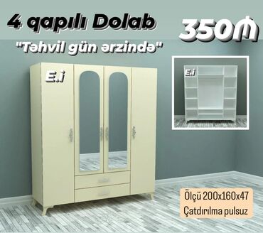 Çarpayılar: *4 Qapılı Dolab 350 AZN 💥* *""Endirim Məhdud sayda""* ✔️Rəng seçimi