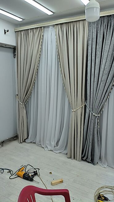 Шторы и занавески: Комплект штор, Велюр, С тюлем в комплекте, Готовое изделие, Для спальни — 28