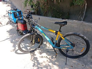 velosiped idman: GMAKR Alminum dağ velosipedi - Çərçivə: yüngül alaşımlı, mavi-sarı — 1