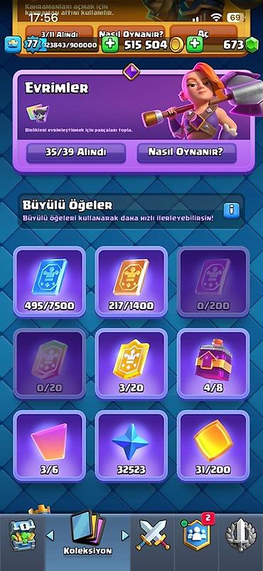 solid 504: Clash Royale oyun hesabı - Kral səviyyəsi: 77 - Qızıl: 515 504 - — 3