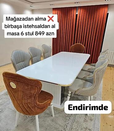 Yemək otağı dəsti – masa + 6 stul - Dəst tərkibi: 1 ədəd uzun