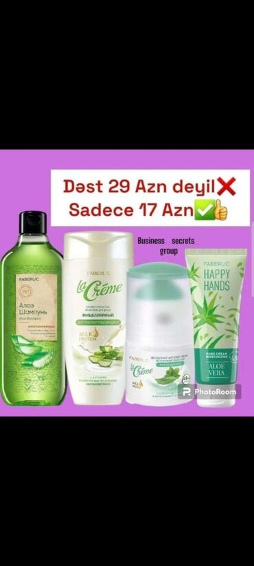 krem qabı: 380 ml Aloylu Şampun 250 ml Krem Tərkibli Aloylu Duş Geli 70 ml Əl