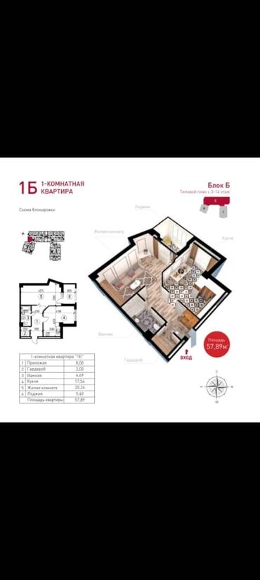 профсоюзная квартира: 1 бөлмө, 58 кв. м, Элитка, 13 кабат, ПСО (өзү оңдоп түзөтүп бүтүү үчүн)