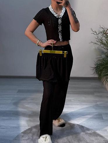 Alt paltarı: Qadın pijama dəsti – 3 hissəli - Rənglər: qara, qırmızı, tünd bordo - — 1