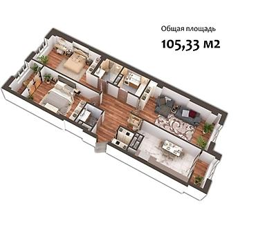 2022: 3 комнаты, 105 м², Элитка, 13 этаж, ПСО (под самоотделку) — 1