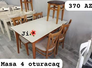 Masa və 4 ədəd oturacaq dəsti - Dəst: 1 ədəd yemək masası + 4 ədəd