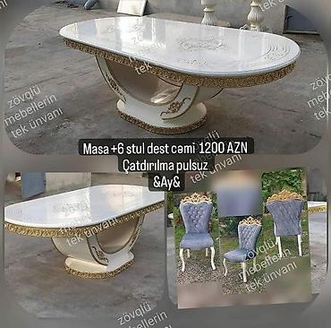 Masa və oturacaq dəstləri: Qonaq otağı üçün, Yeni, Açılan, Oval masa, 6 stul -da lalafo.az — 14 Masa və oturacaq dəstləri: Qonaq otağı üçün, Yeni, Açılan, Oval masa, 6 stul — 14