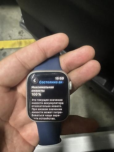 apple watch series 7 копия: Смарт-часы Apple Watch (алюминий, серебристый корпус) с синим — 3