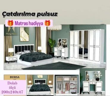 Yataq otağı dəstləri: 2 təknəfərlik çarpayı, Dolab, Termo, Tumba, Azərbaycan, Yeni — 19