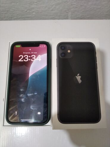 Apple iPhone: IPhone 11, Б/у, 128 ГБ, Jet Black, Защитное стекло, Чехол, Кабель, 72 %