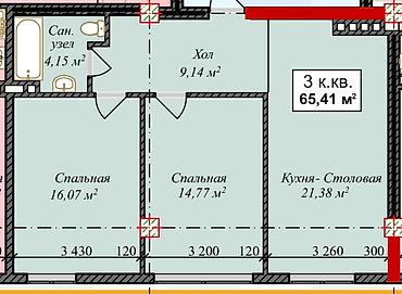 закрытый городок ницца: 2 комнаты, 67 м², АУЦА Элитка, 1 этаж, ПСО (под самоотделку) — 4