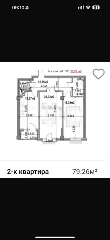 Продажа квартир: 2 комнаты, 80 м², Элитка, 3 этаж, ПСО (под самоотделку)