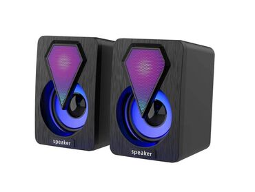 разветвитель для наушников для компьютера: Колонки (мини), с RGB подсветкой - 2 мини-динамика - 1 кабель питания