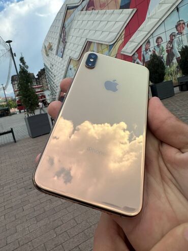 Apple iPhone: IPhone Xs Max, Б/у, 256 ГБ, Золотой, Защитное стекло, Чехол, 94 %