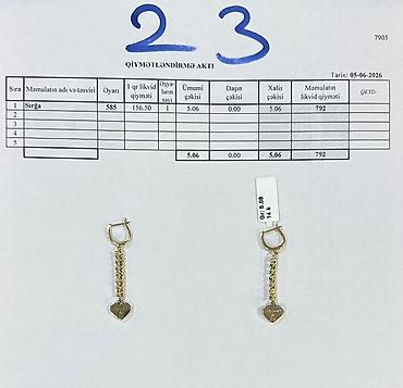 kulce qizil: Sırğa, Tiffany, Sarı qızıl, 585 Əyar, 5 g, Ünvandan götürmə — 4