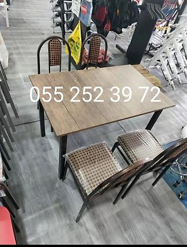 Masa və oturacaq dəstləri: Mətbəx üçün, Yeni, Açılmayan, Dördbucaq masa, 4 stul — 5