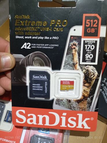 Карты памяти: Флешка Сандиск 512 гига оригинал. Flash card SANDISK 512 giga. На