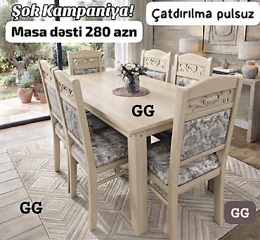 Yeni ve Sifarişlə Masa dəsti 280 azn Rəng seçimi var Çatdirilma pulsuz
