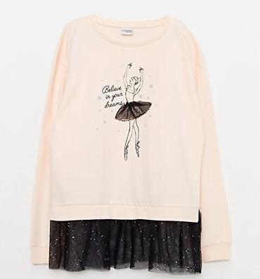 balerina: Uşaq üçün uzunqoll sweatshirt - Rəng: açıq şaftalı - Üzərində — 1