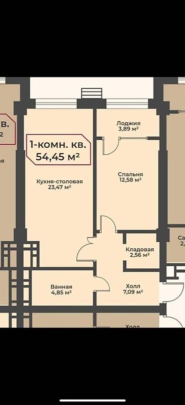 65000: 1 комната, 54 м², Восток-5 мкр Элитка, 6 этаж, ПСО (под самоотделку) — 2