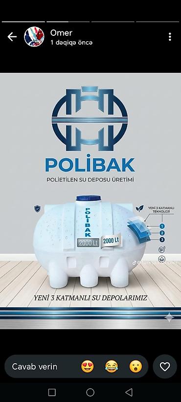 Ev və bağ: Türksan 1500 litr düz formalı su çəni - Həcm: 1500 LT (üzərində qeyd — 5