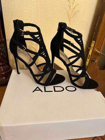 женские мокасины из текстиля: Aldo, Ölçü: 38, rəng - Qara, İşlənmiş