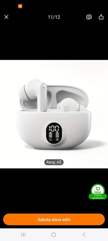 Qulaqcıqlar: Yeni Simsiz (Bluetooth) Qulaqcıqlar, rəng - Ağ