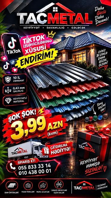 vanak yagi: 📣Şokkk qiymət 3,99₼(kvm) profnastil📣 💥Qalınlıqlar — 1