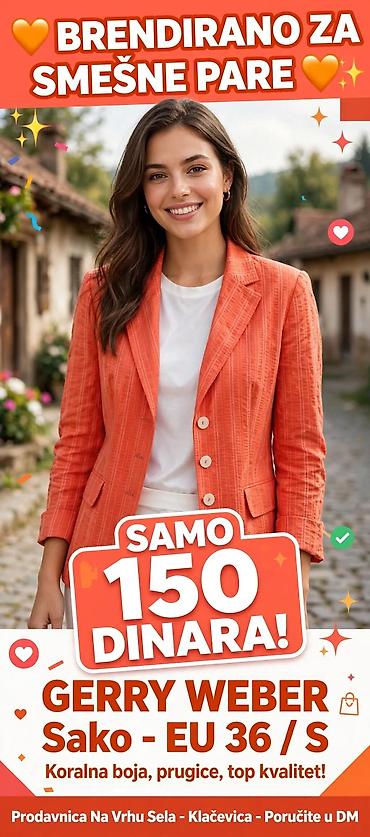 patika reebok: Gerry Weber ženski sako – EU 36 / S - Boja: koralna - Dizajn: prugice — 1