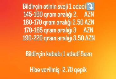 Məhsul: Bildirçin əti və bildirçin kababı Təsvir: - Təzə bildirçin lalafo.az -da Məhsul: Bildirçin əti və bildirçin kababı Təsvir: - Təzə bildirçin