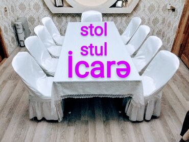Soyuducu avadanlığı: Kirayə stol stul, qab qacaq,masa, oturacaq,masa və oturacaq, stol-stul