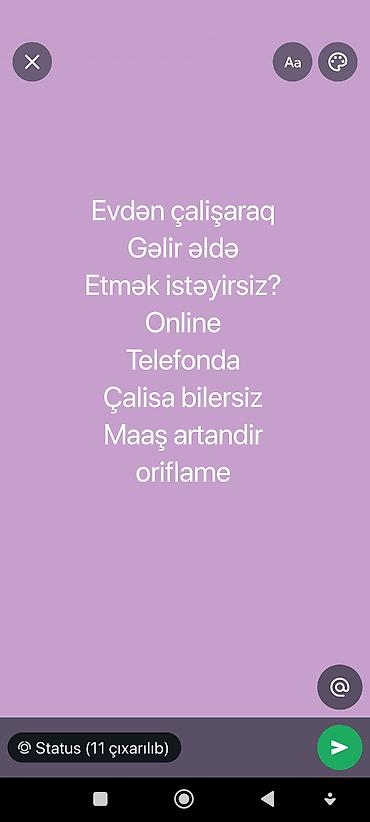 Работа: Mən axtariram( evdən iş) *telefonda işləməyi bacaran *yaş 22+ *satiş — 2