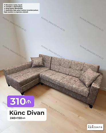 Künc divan – 240×150 sm - Mexanizm: açılan, bazalı (yataq funksiyalı lalafo.az -da Künc divan – 240×150 sm - Mexanizm: açılan, bazalı (yataq funksiyalı