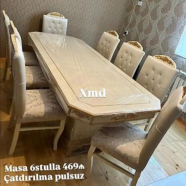 Masa və oturacaq dəstləri: Yemək masası və 6 ədəd stul dəsti - Komplekt: 1 ədəd dikdörtgan masa — 182