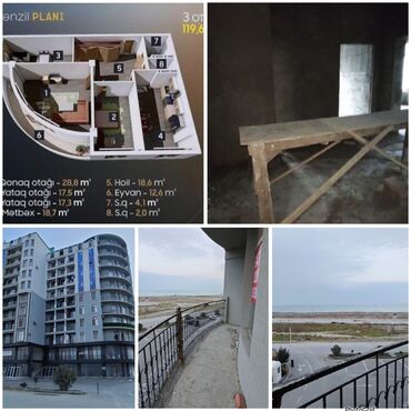 xacmaz ev: 6-ой микрорайон, 3 комнаты, Новостройка, м. Автовокзал, 120 м²
