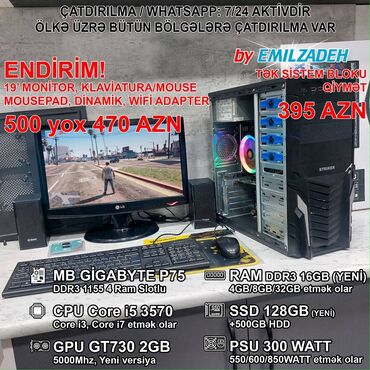 Monitorlar: Masaüstü Kompüter "Striker DDR3 1155 P75/Core i5 3570/16GB Ram/GT730