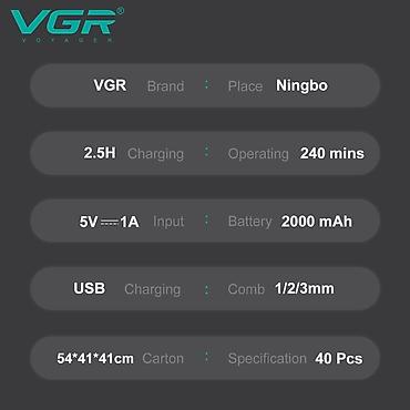solar akumulator: VGR 906 Professional Trimmer 2000MAH / 9000RPM / Qara Kemamik Bıcaqlı — 7
